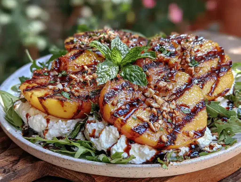 grilled peach burrata salad - featured image