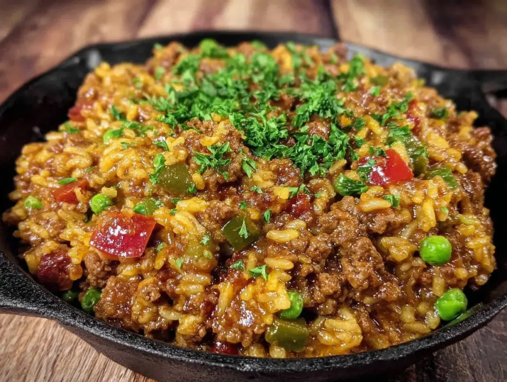 ground beef and rice skillet - featured image