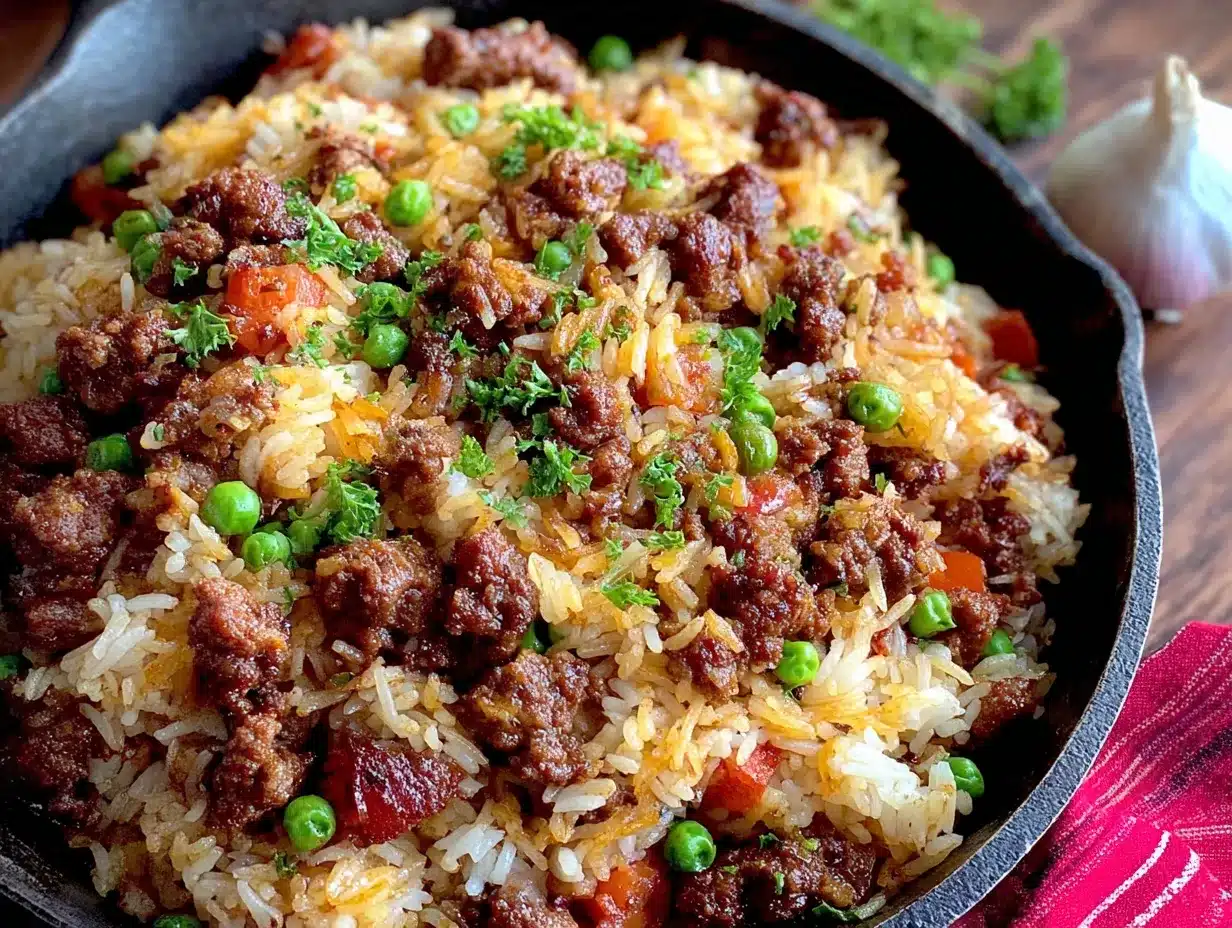 ground beef and rice skillet preparation steps