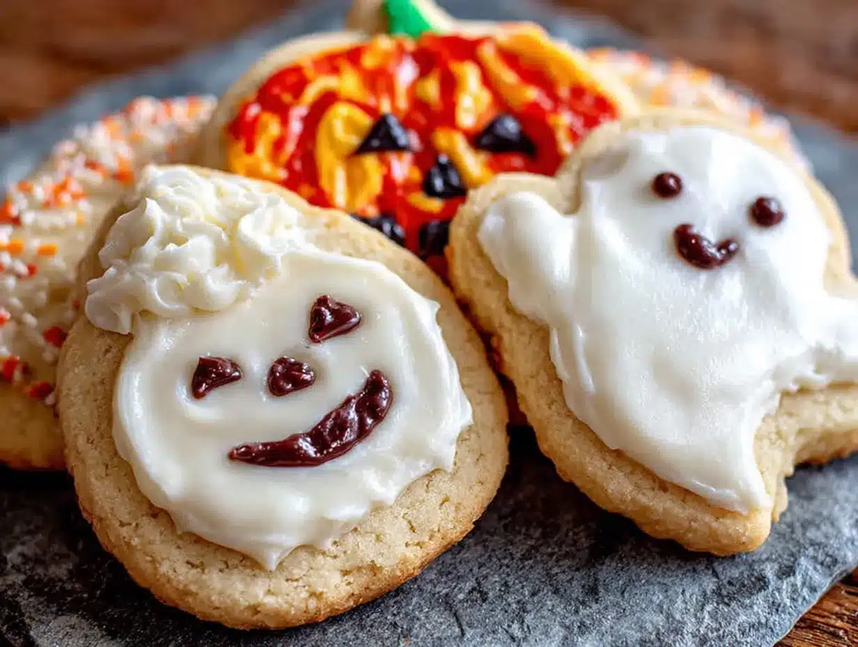 Halloween sugar cookies with royal icing preparation steps