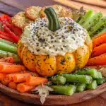 Halloween veggie tray with pumpkin dip - featured image