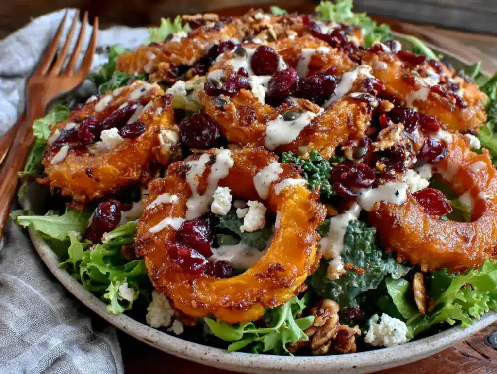 harvest salad with roasted squash and cranberries - featured image