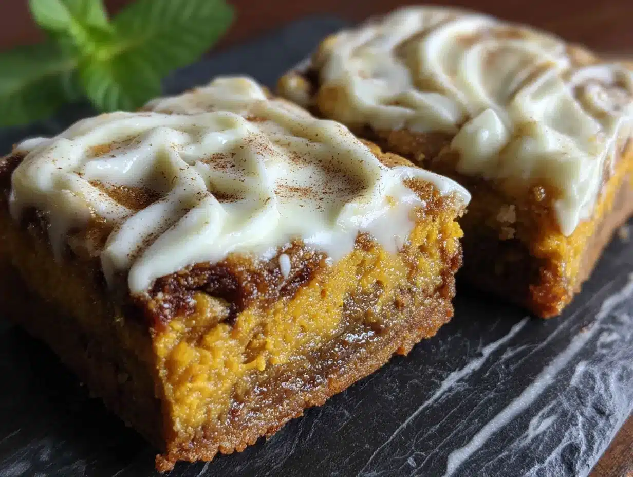 healthy pumpkin dessert bars with Greek yogurt preparation steps