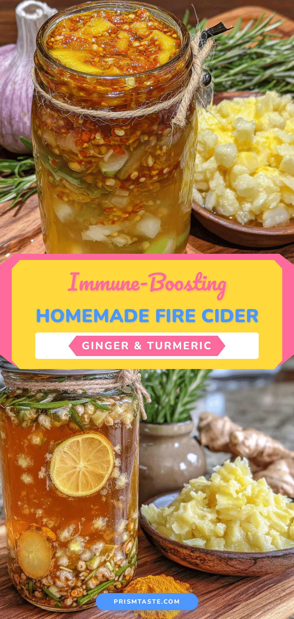 homemade fire cider tonic with ginger and turmeric recipe