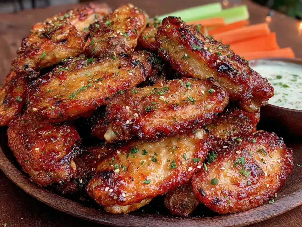 honey garlic glazed chicken wings - featured image