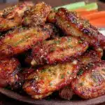 honey garlic glazed chicken wings - featured image