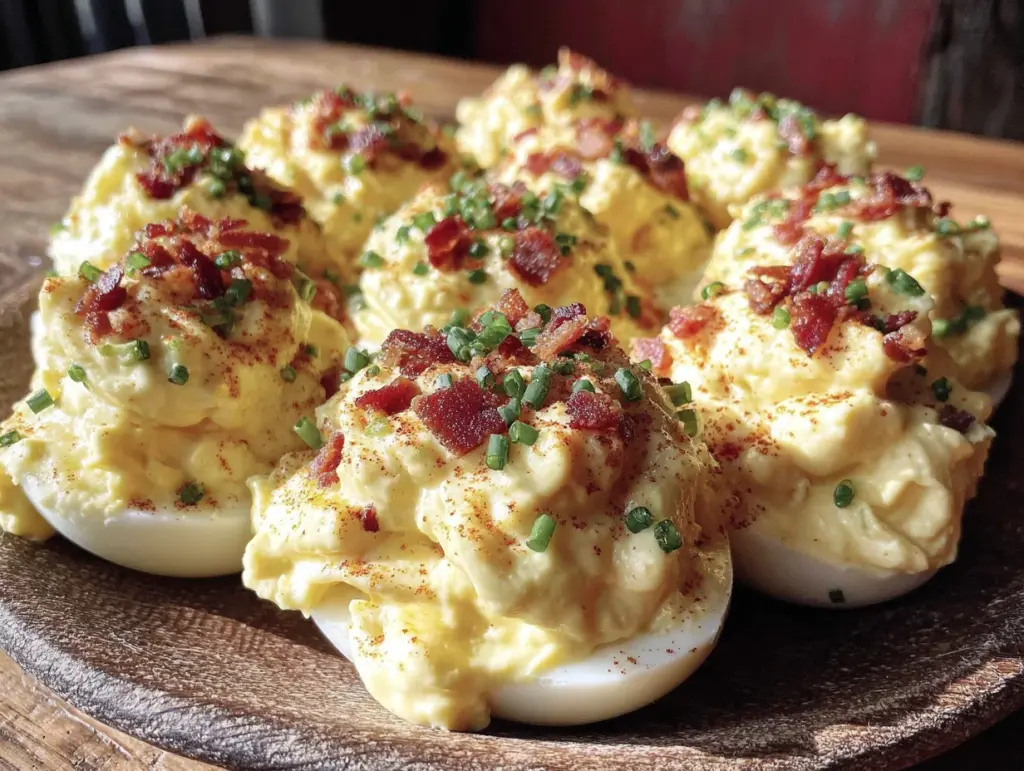 loaded football deviled eggs - featured image