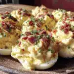 loaded football deviled eggs - featured image