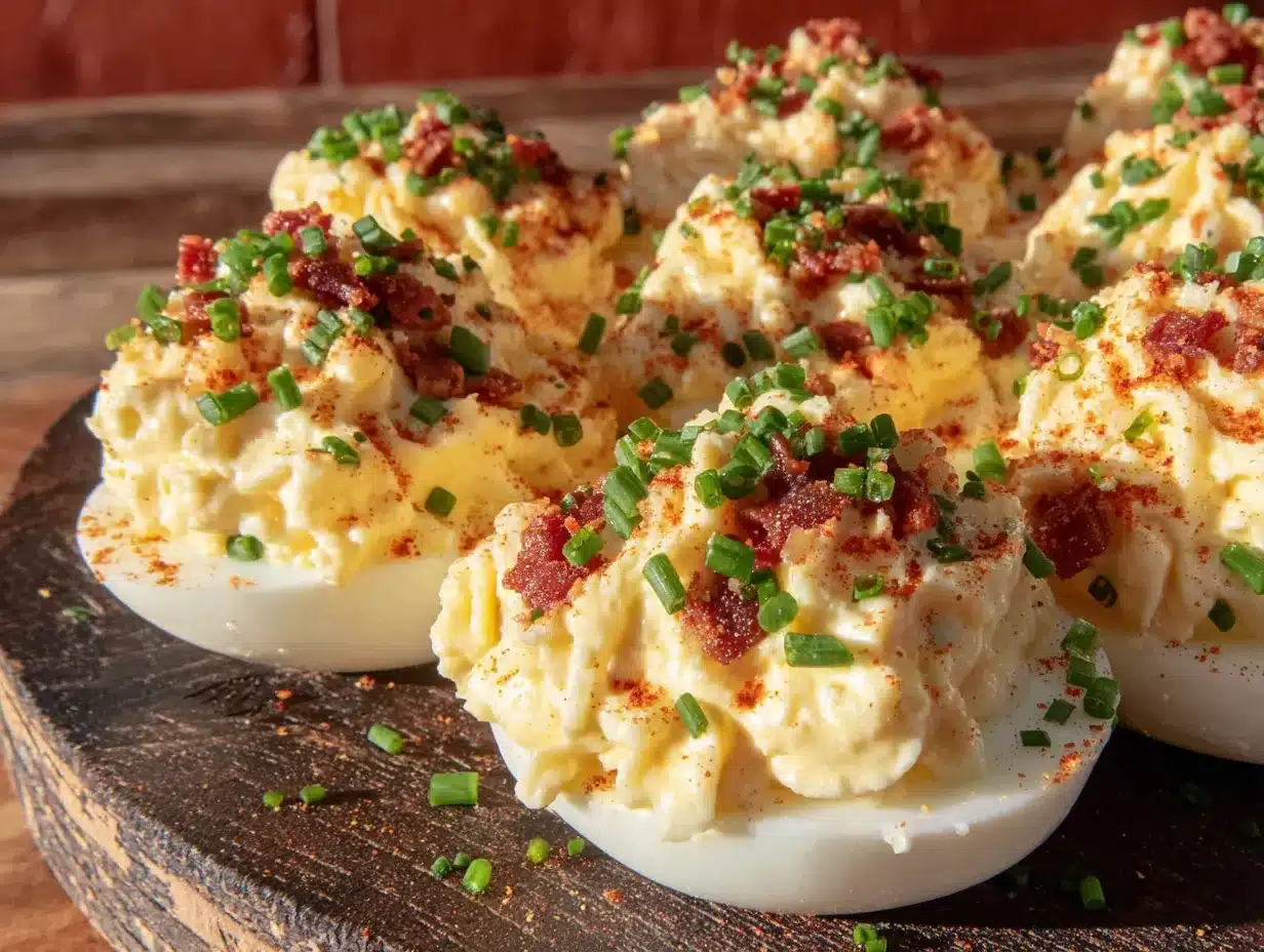 loaded football deviled eggs preparation steps