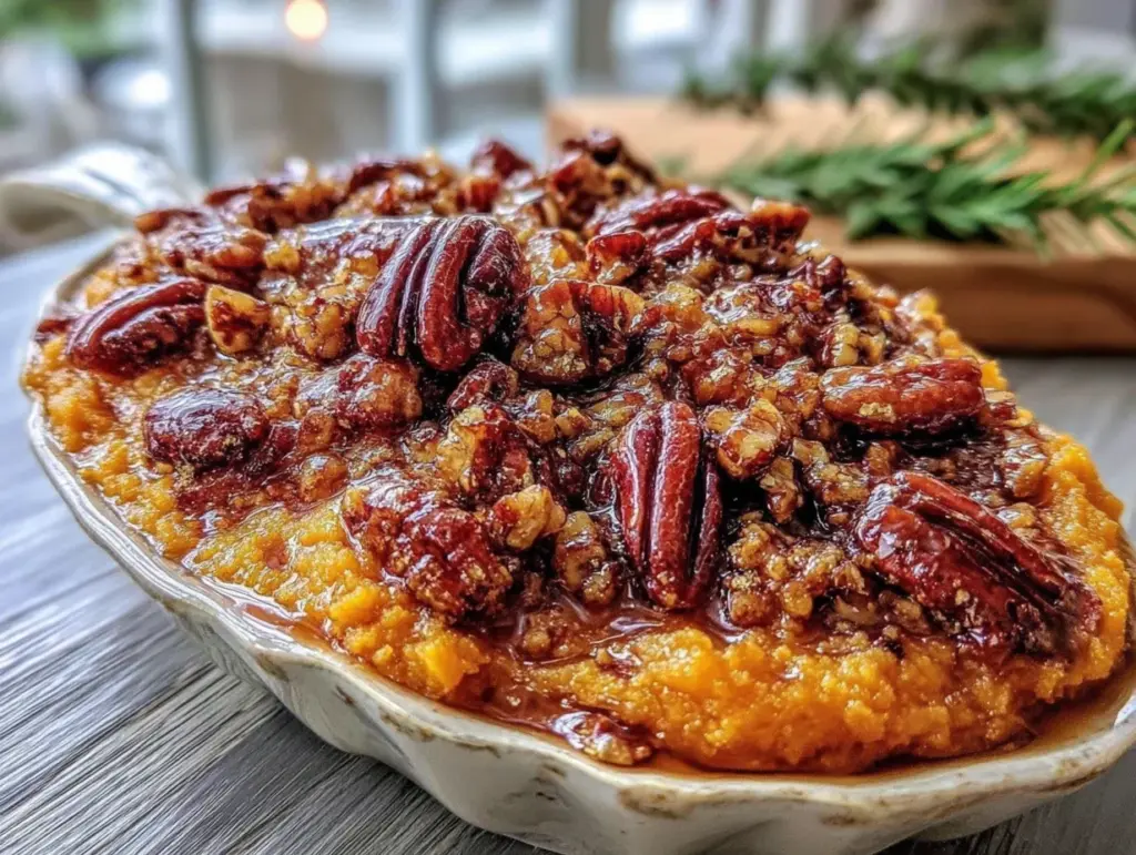 make-ahead sweet potato casserole with pecan streusel - featured image