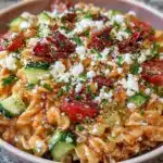 Mediterranean chickpea pasta salad with feta - featured image