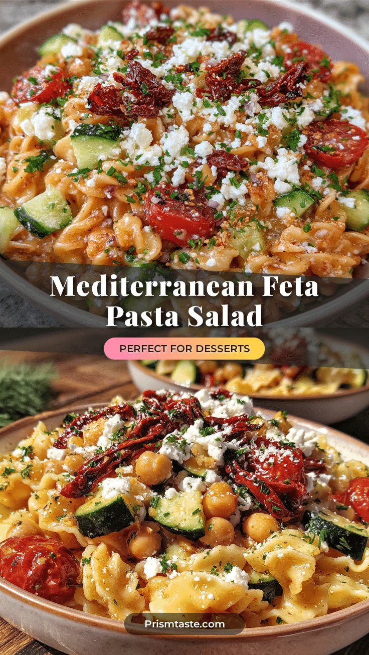Mediterranean chickpea pasta salad with feta recipe