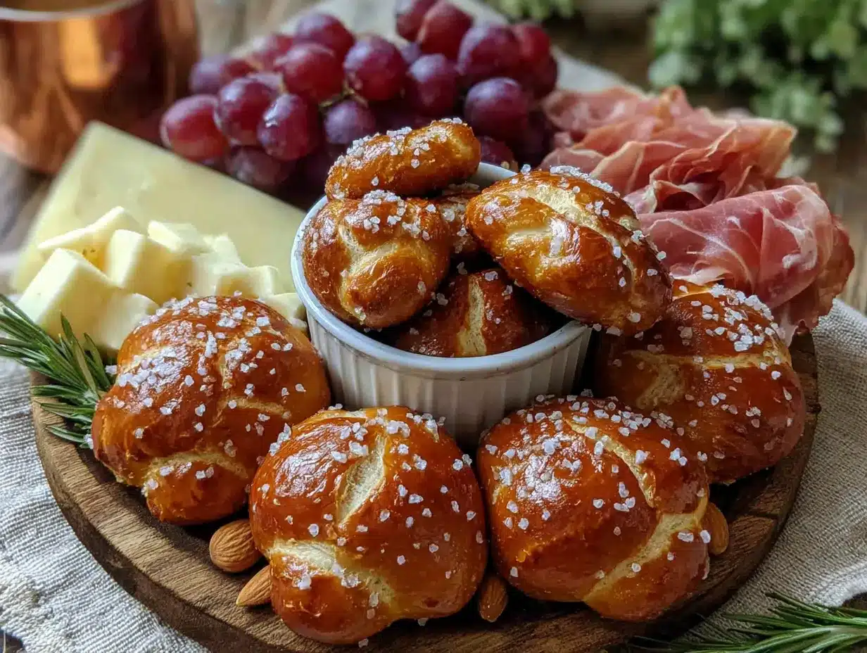 mini football charcuterie board with pretzels preparation steps