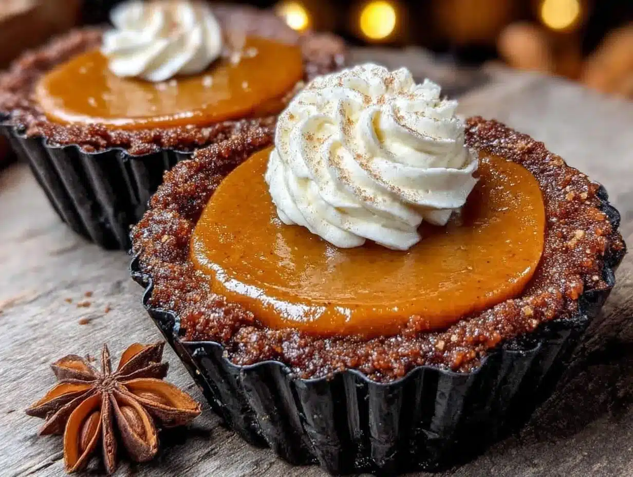 mini pumpkin pies with gingersnap crust preparation steps