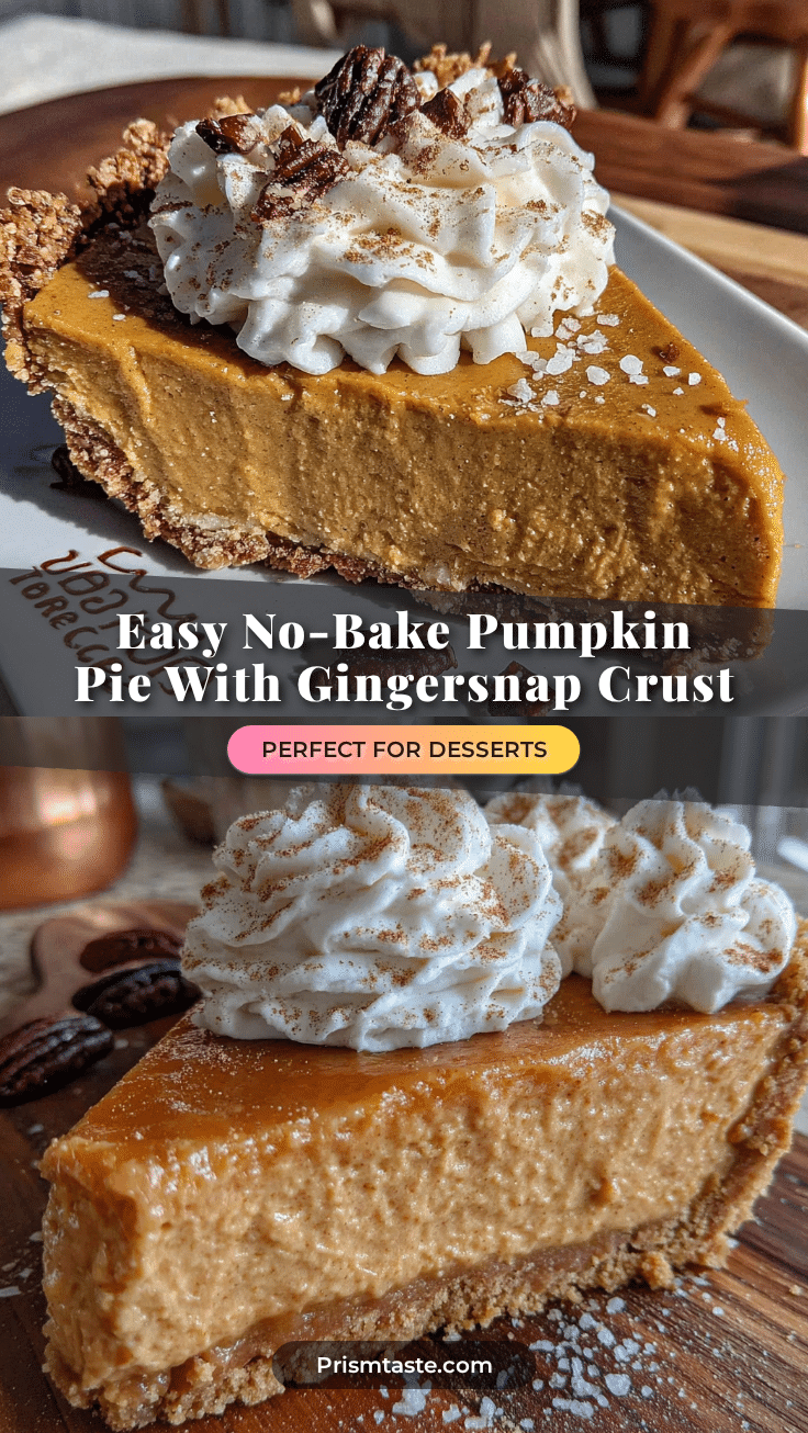 no-bake pumpkin pie with gingersnap crust recipe