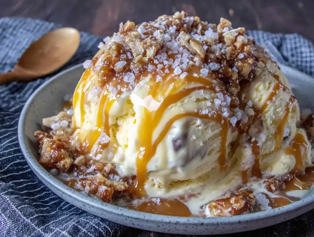 no-churn salted caramel ice cream - featured image