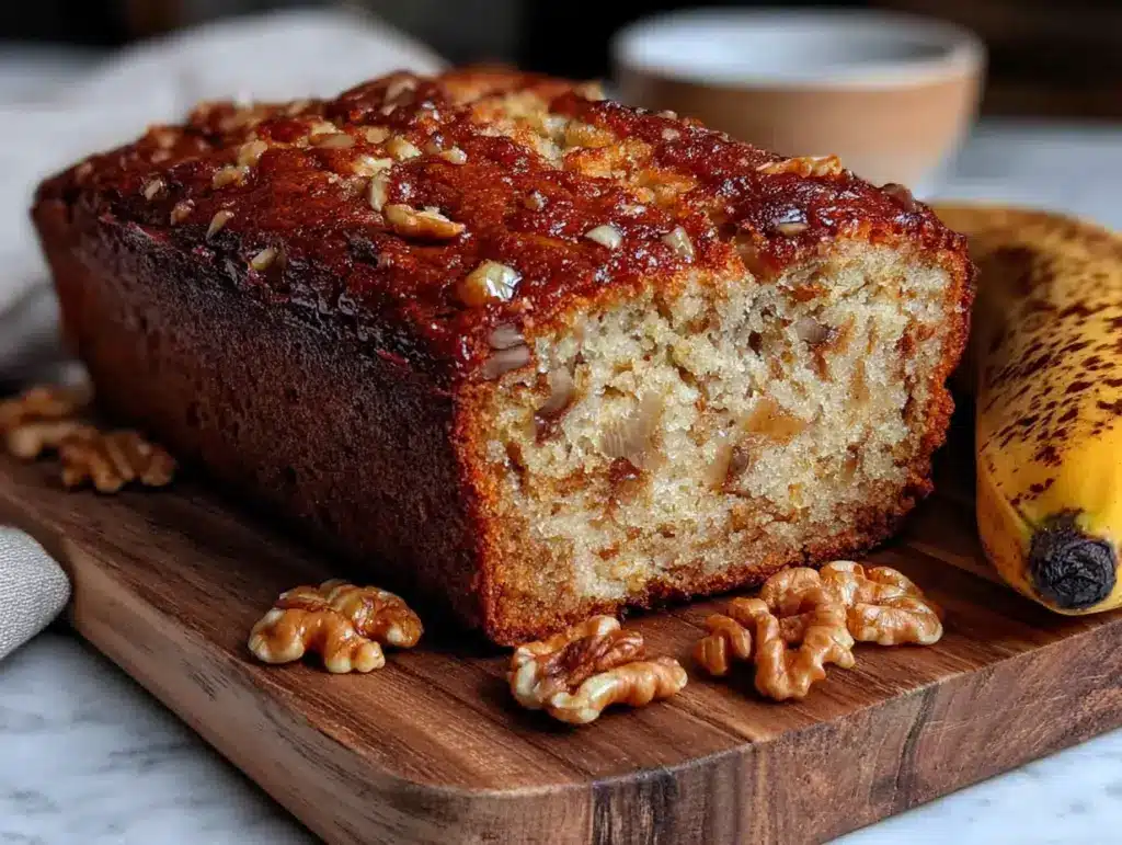one-bowl banana bread with walnuts - featured image