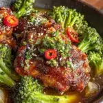 one-pan honey garlic chicken and broccoli - featured image