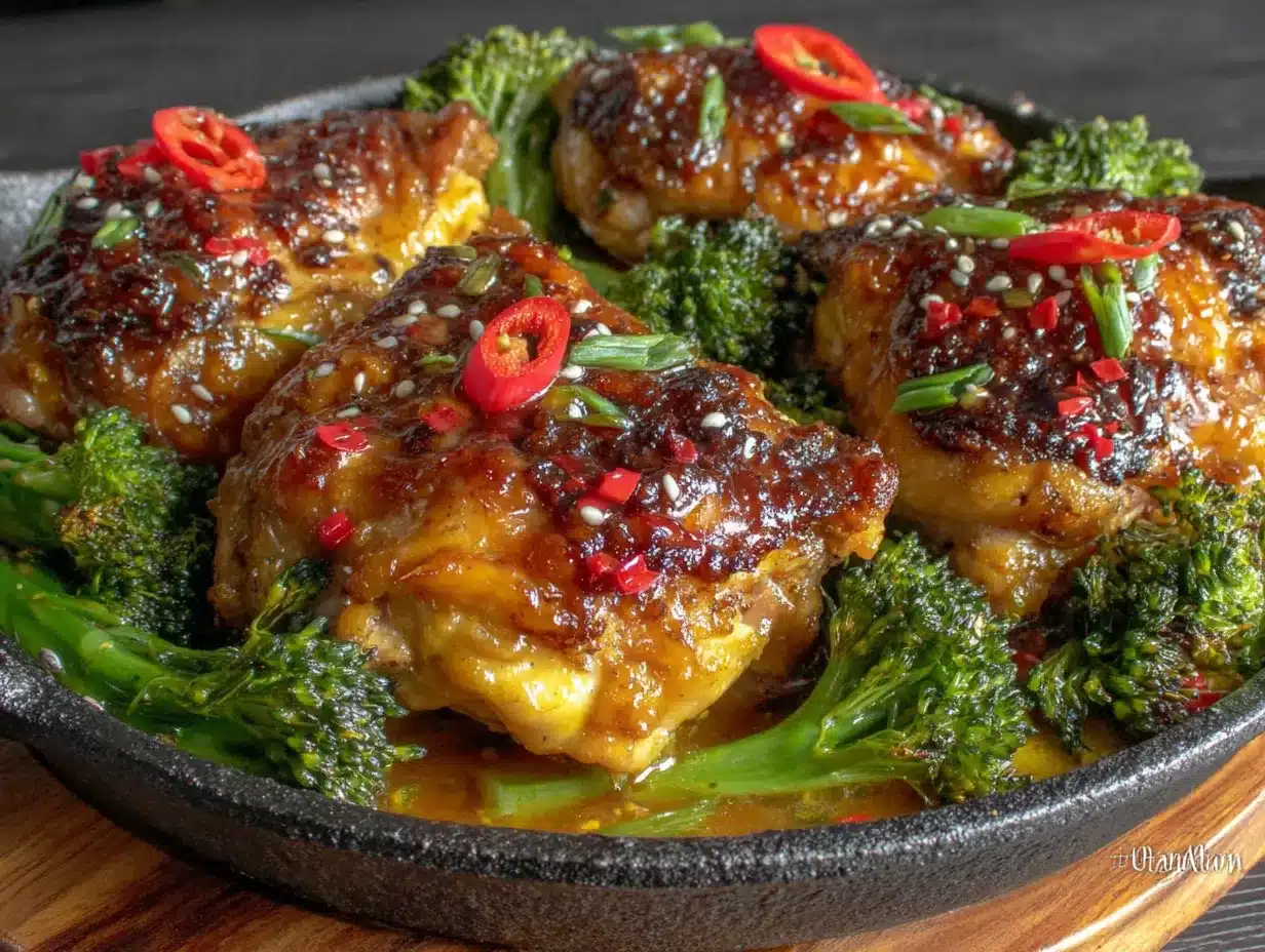 one-pan honey garlic chicken and broccoli preparation steps