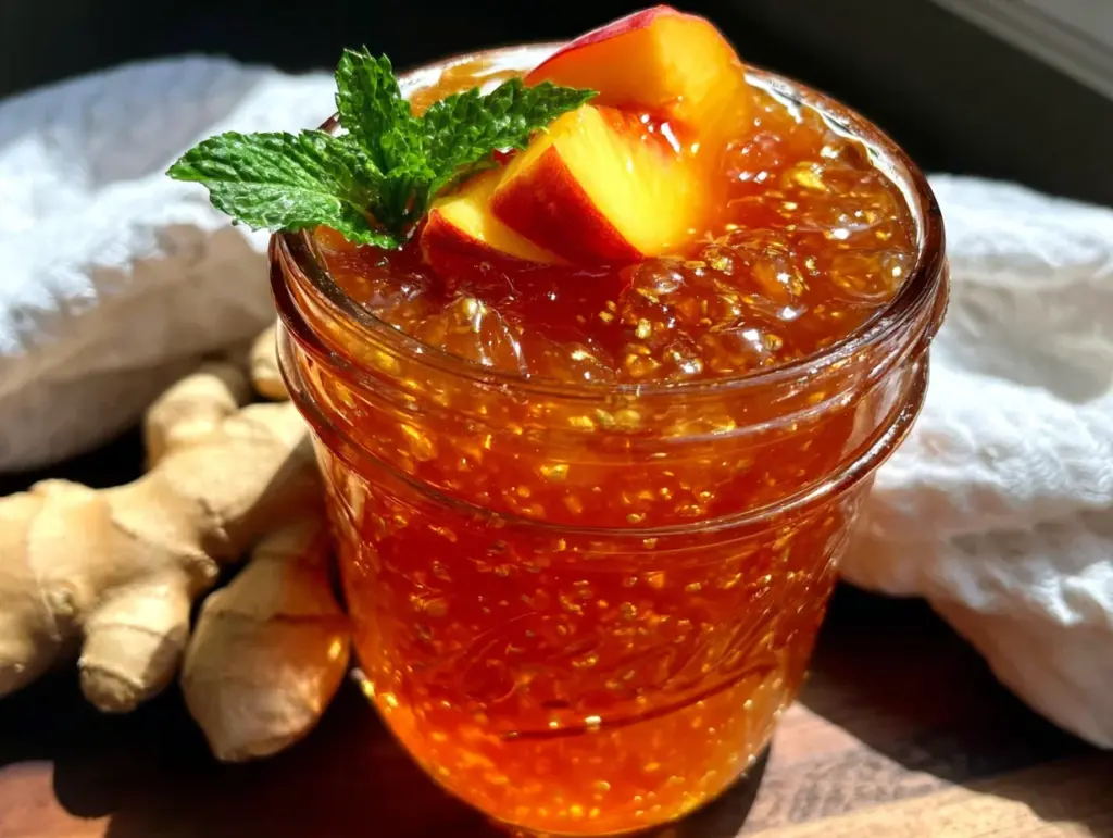 peach ginger freezer jam - featured image