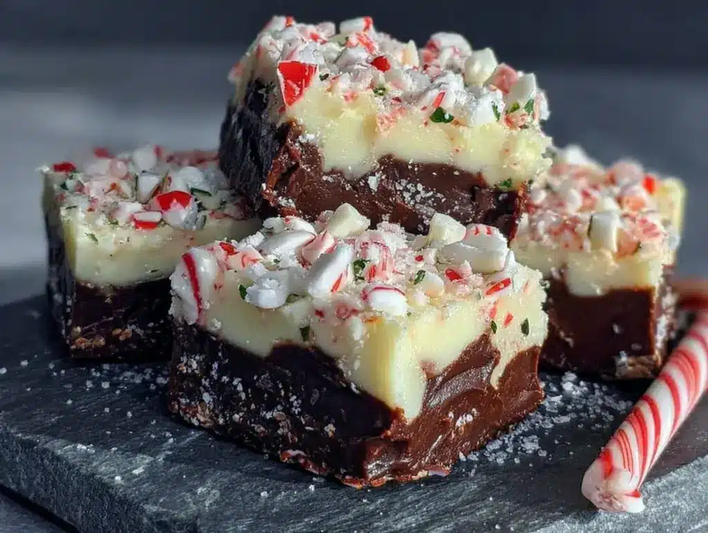 peppermint bark fudge bites - featured image