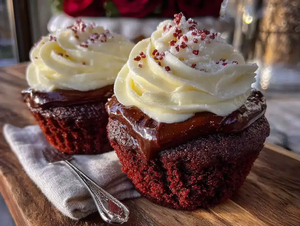 perfect red velvet heart-shaped cupcakes for valentines day - featured image