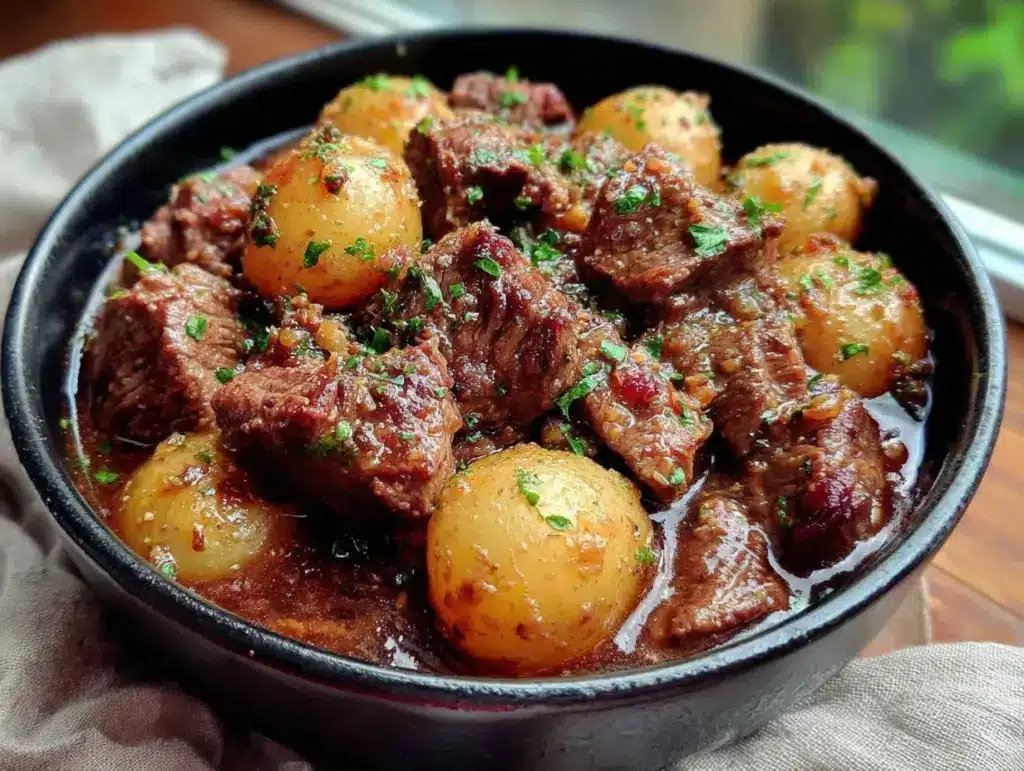 poor mans beef and potato stew - featured image
