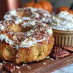 pumpkin bagels with maple cream cheese - featured image