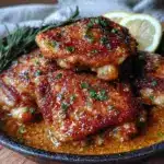 quick garlic butter chicken thighs skillet - featured image