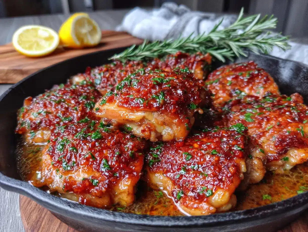 quick garlic butter chicken thighs skillet preparation steps