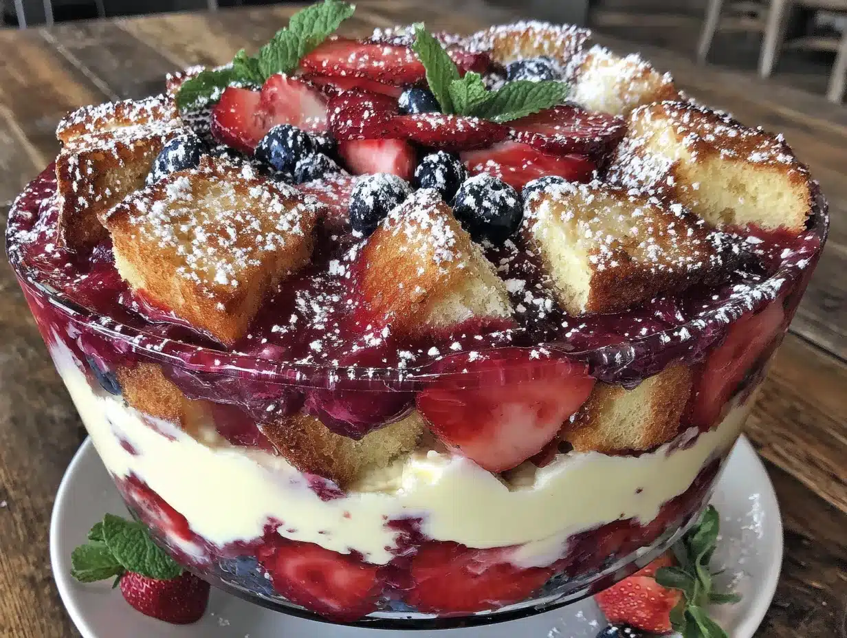 red white and blue trifle preparation steps