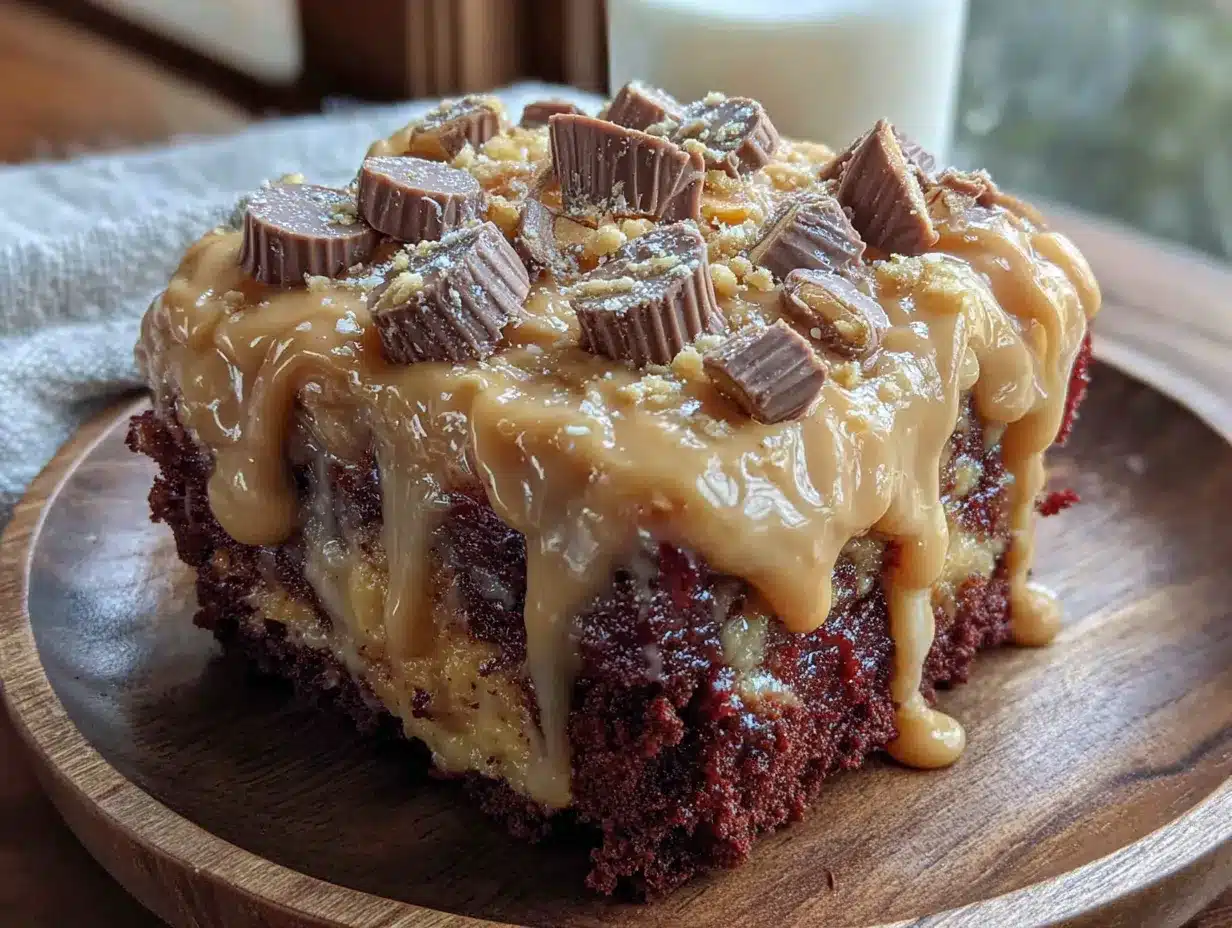 Reeses Peanut Butter Poke Cake preparation steps