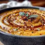 roasted butternut squash soup with sage brown butter - featured image