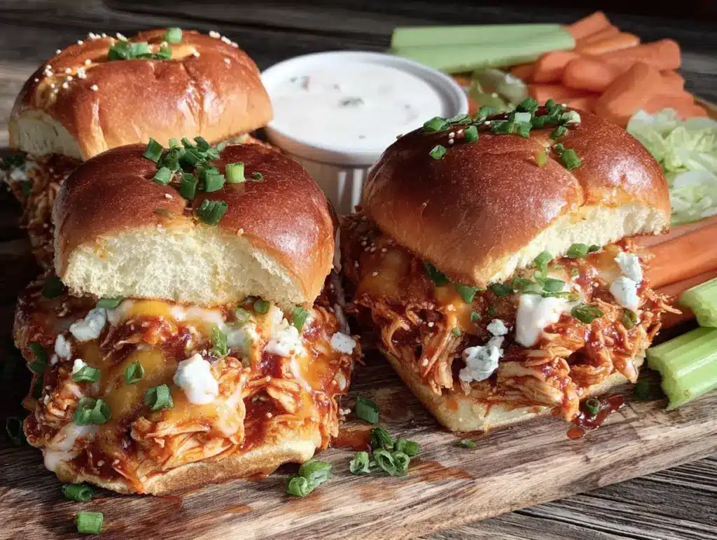 slow cooker buffalo chicken sliders - featured image