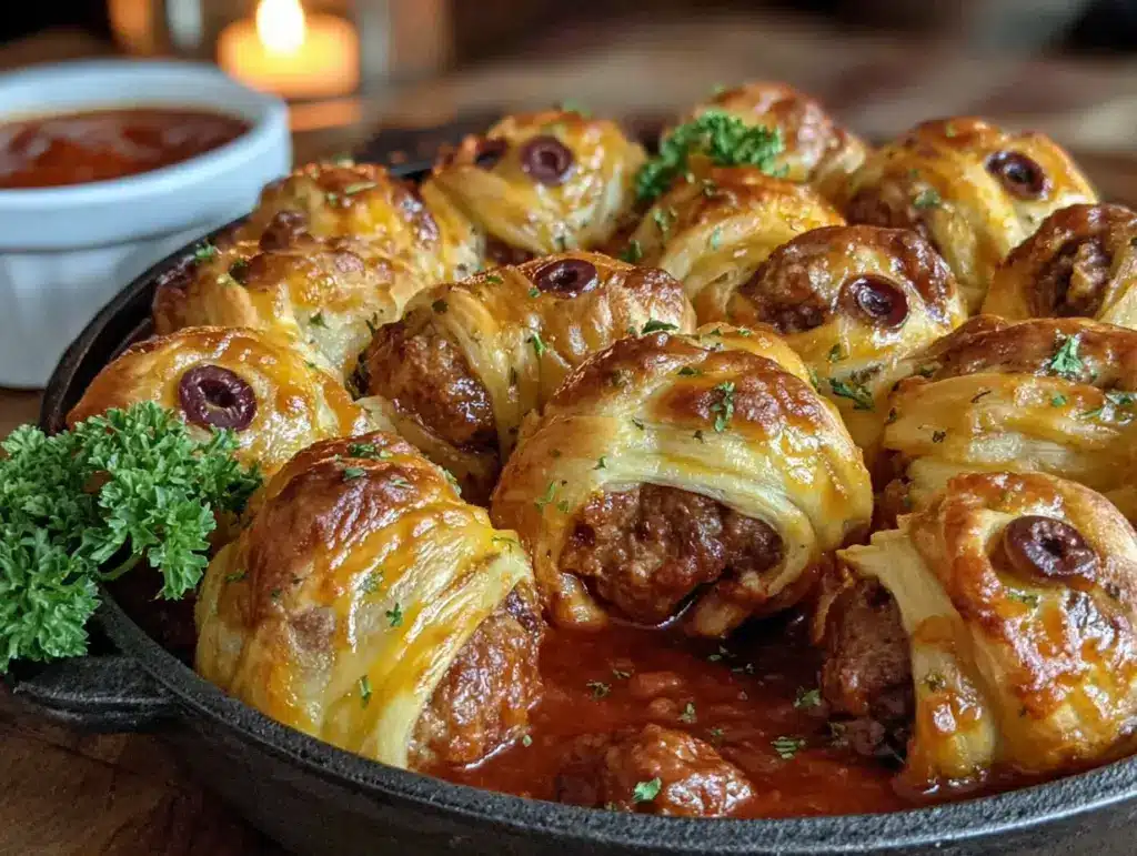 slow cooker mummy meatballs - featured image