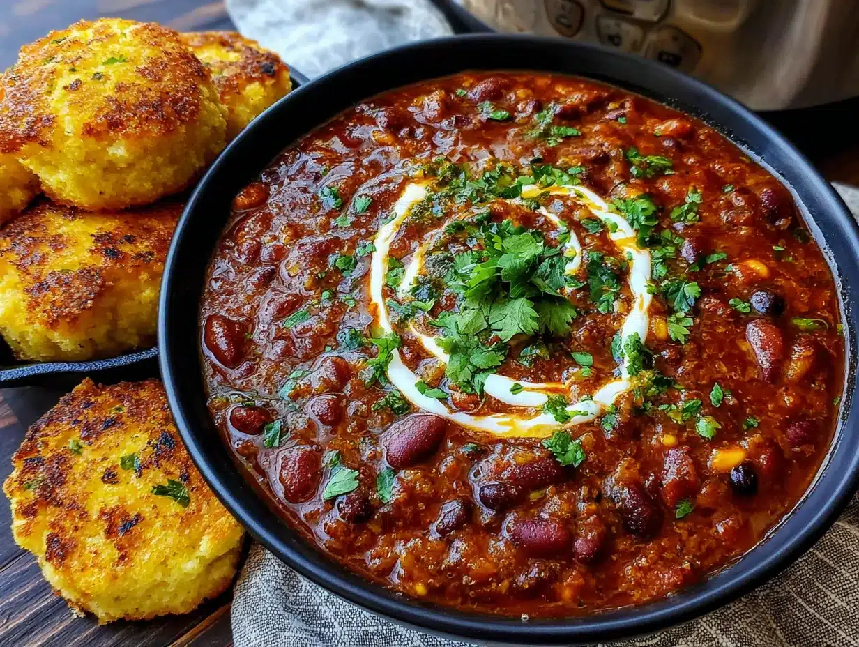 slow cooker three-bean chili preparation steps