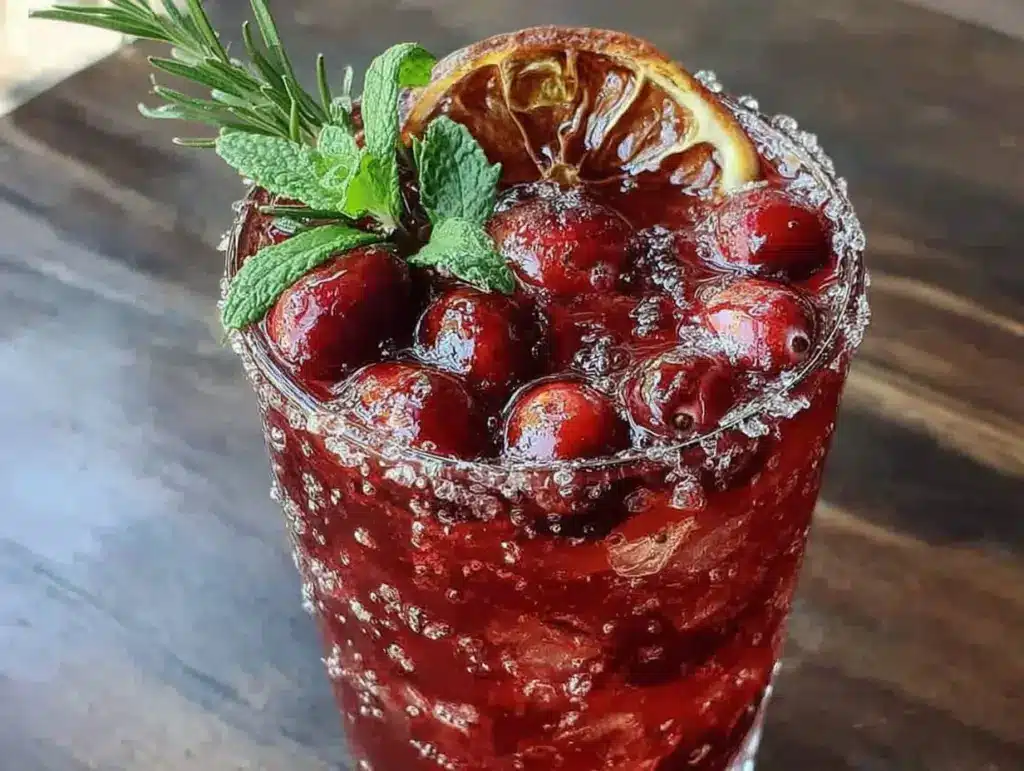 sparkling cranberry ginger mocktail - featured image