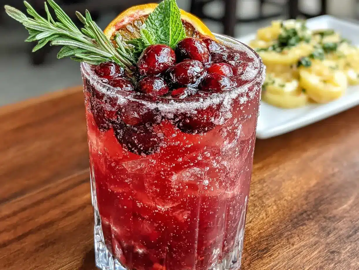sparkling cranberry ginger mocktail preparation steps