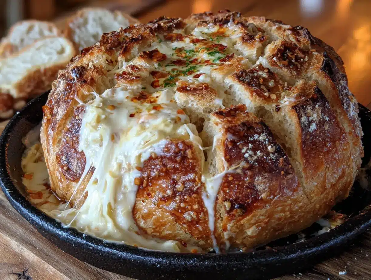 spider web spinach dip bread bowl preparation steps