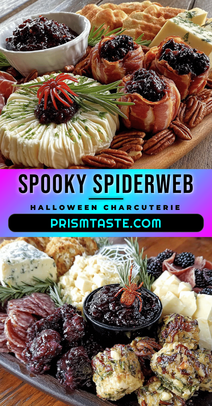 spiderweb Halloween charcuterie board recipe