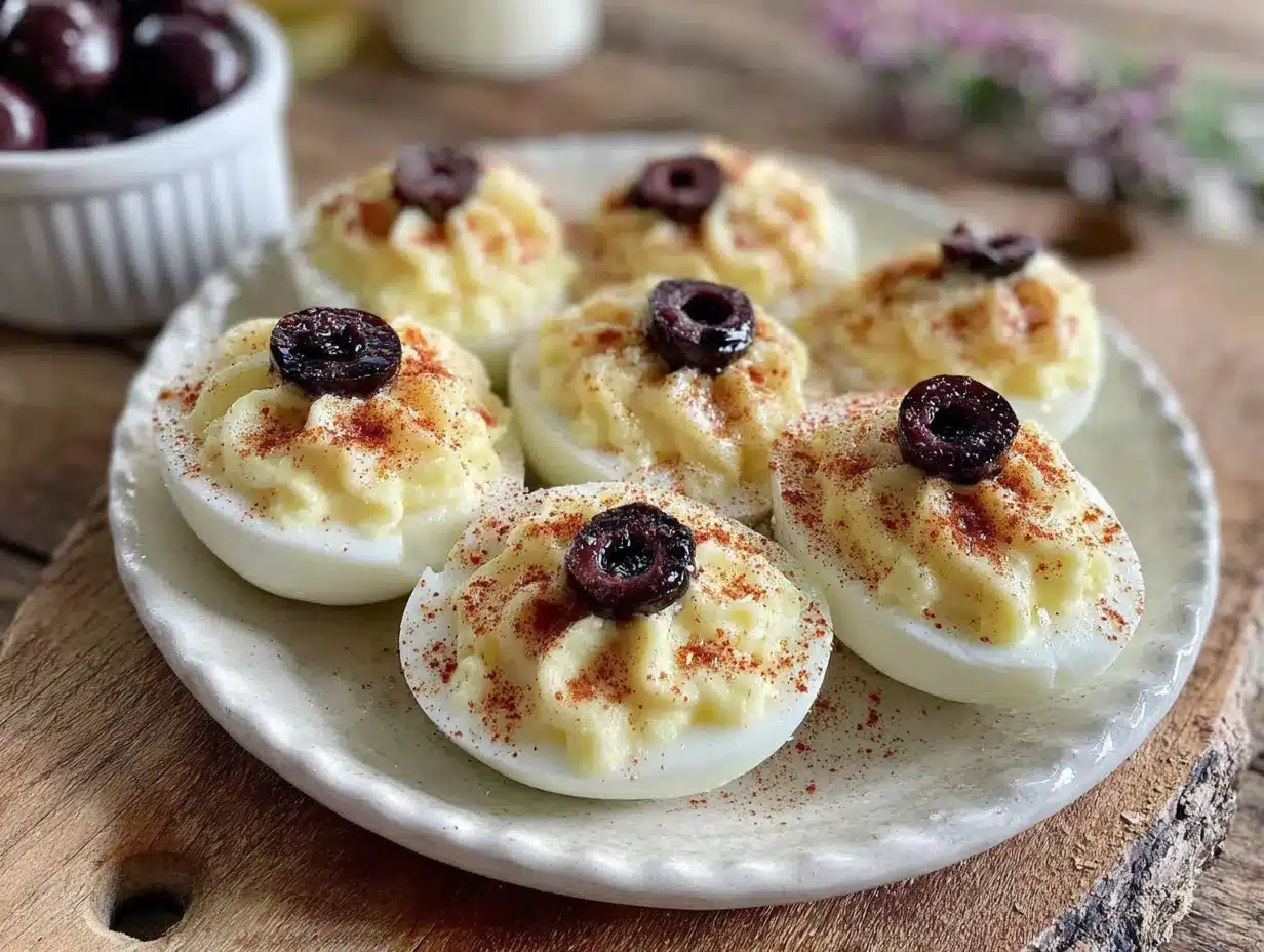 spooky deviled eggs preparation steps