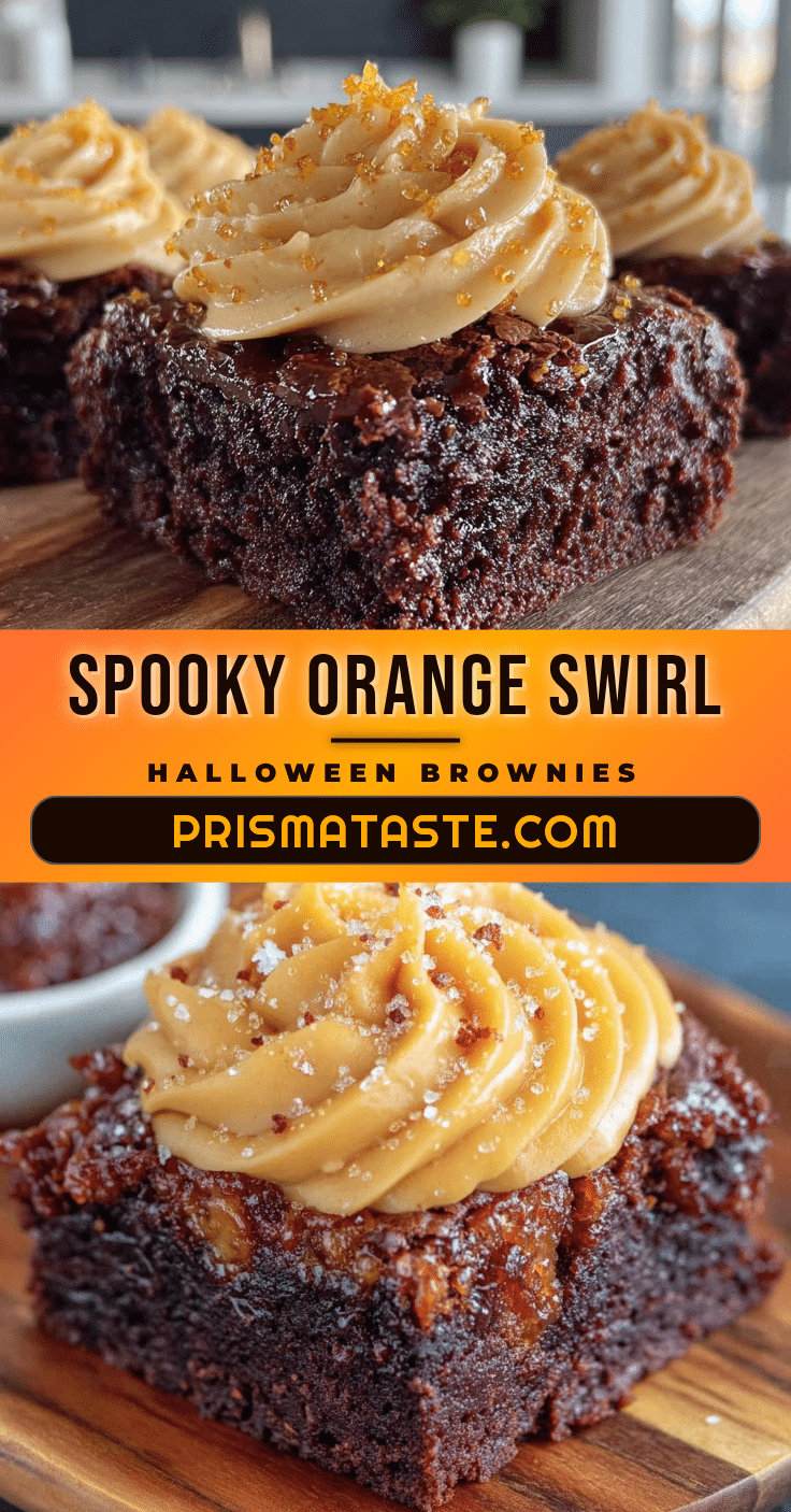Spooky orange swirl Halloween brownies recipe