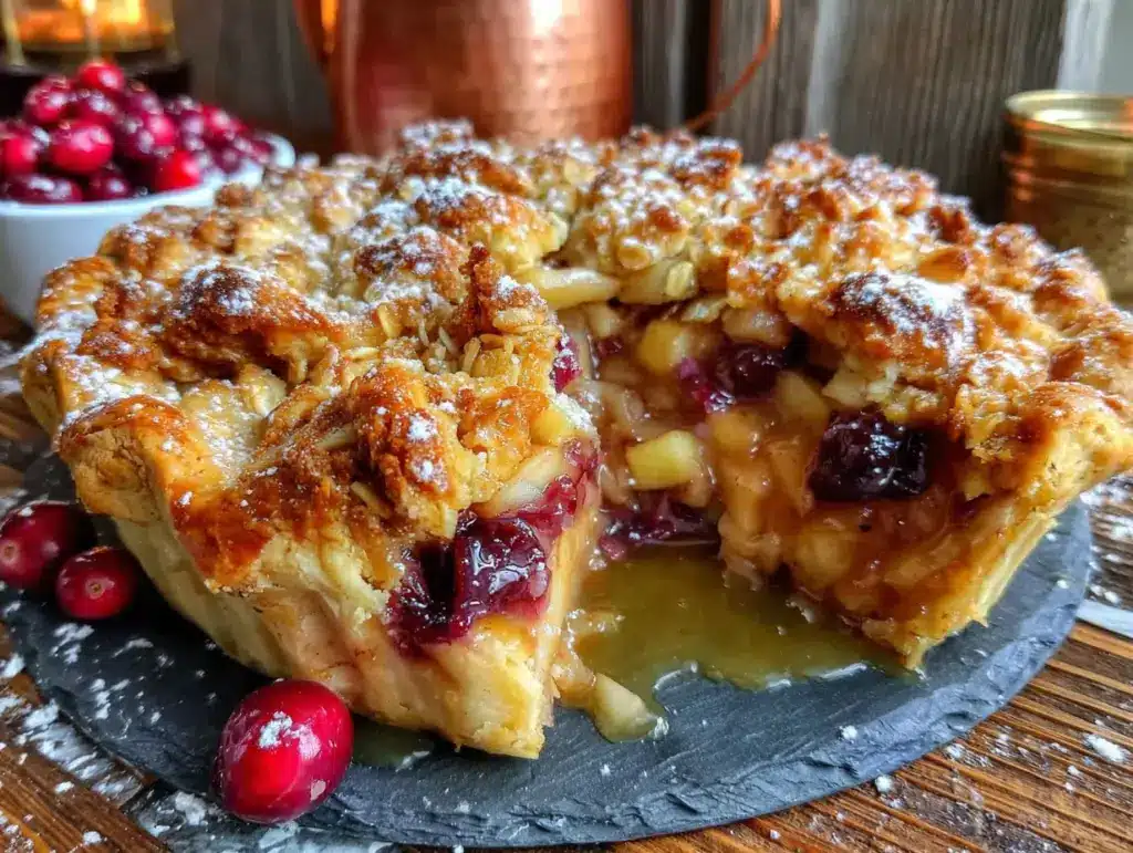 apple cranberry crumble pie - featured image