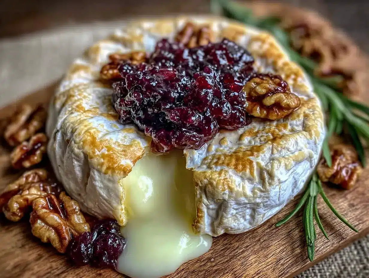 baked brie with fig jam and candied walnuts preparation steps