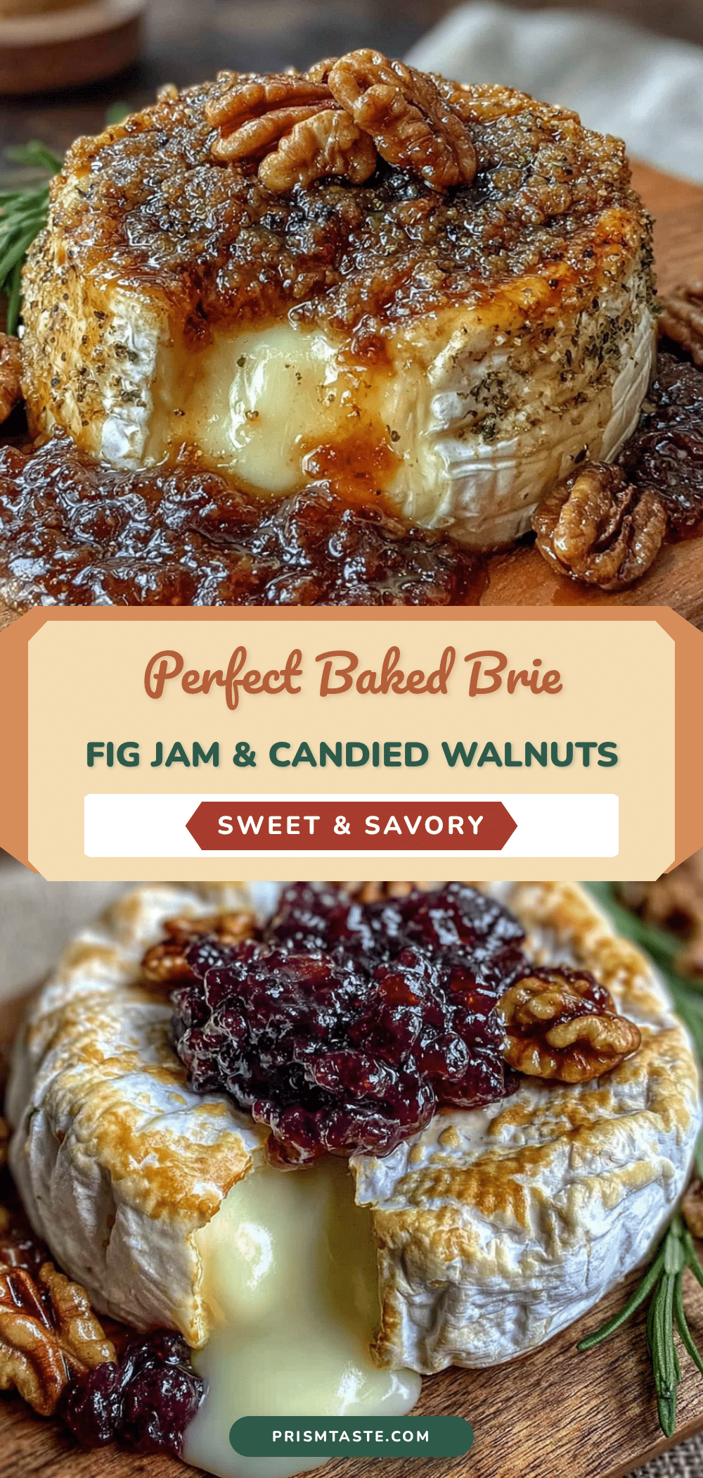 baked brie with fig jam and candied walnuts recipe