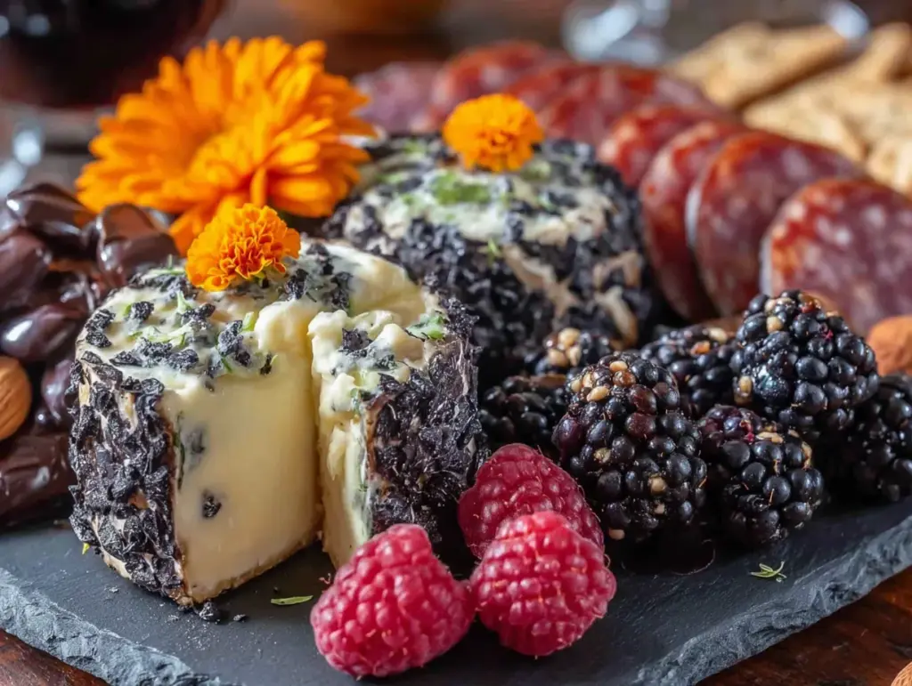 black cat halloween charcuterie board for two - featured image