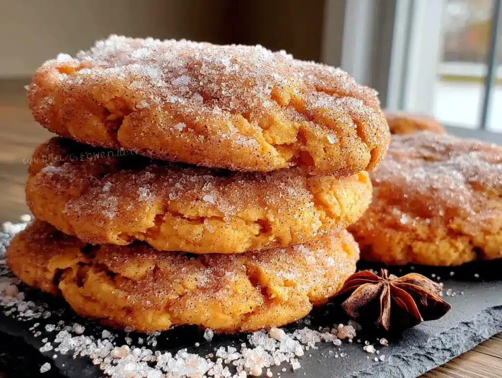 brown butter pumpkin snickerdoodle cookies - featured image