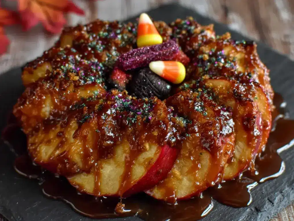 caramel apple slices with candy toppings - featured image