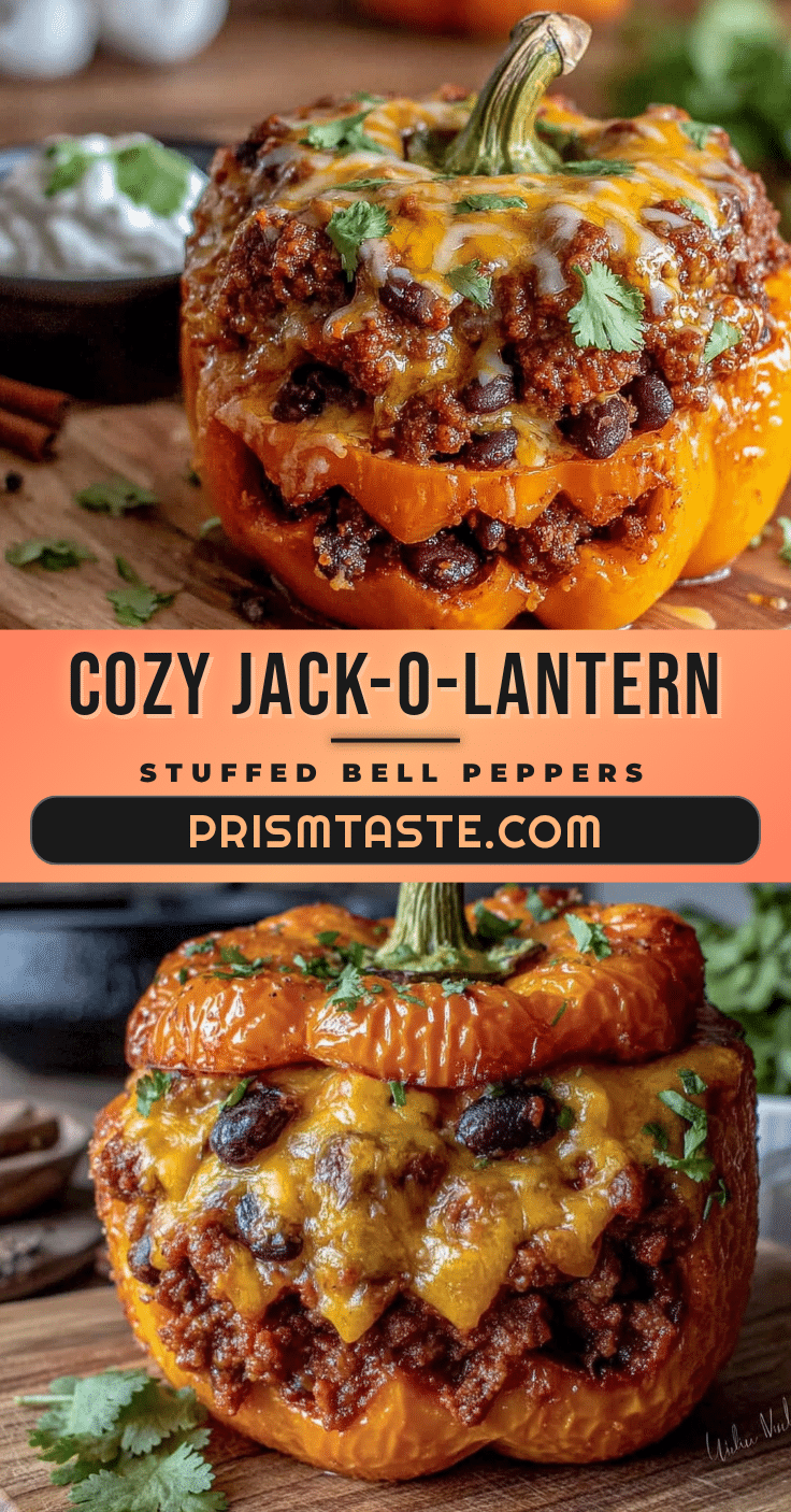 cozy jack-o-lantern stuffed bell peppers recipe