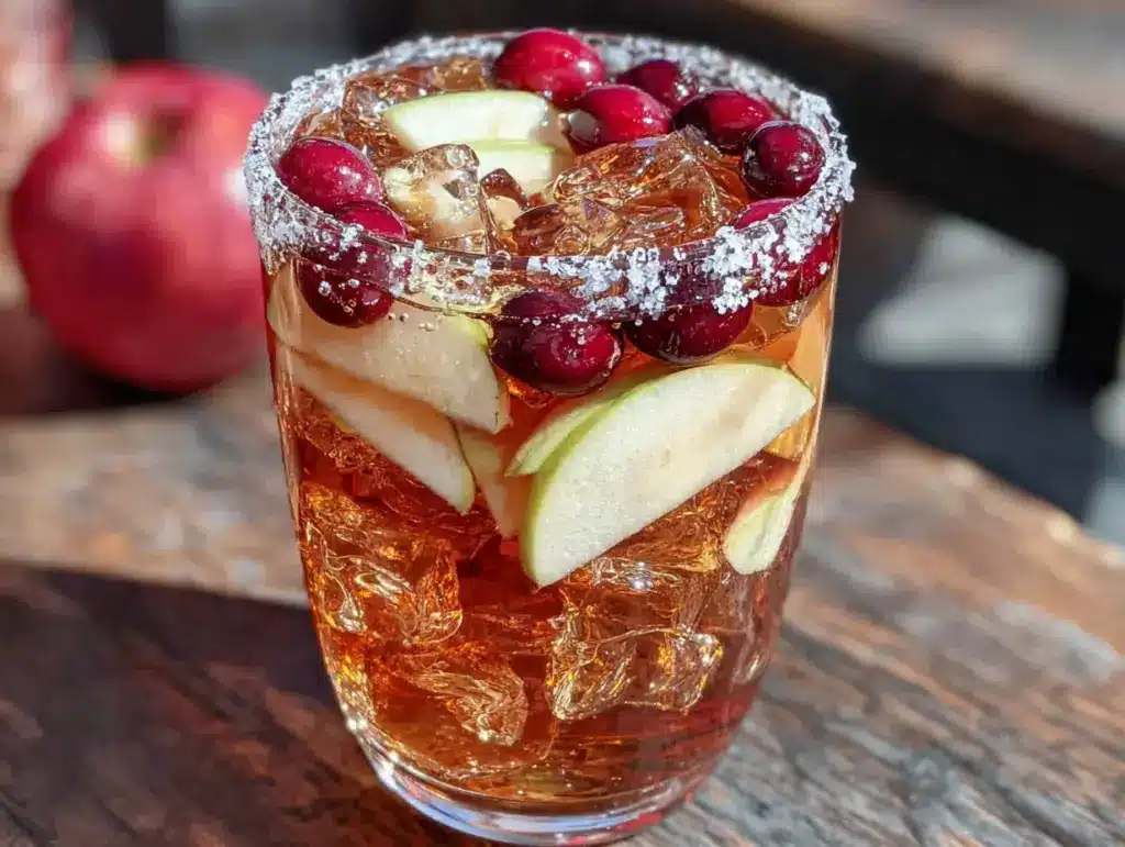 cozy salted caramel apple cider sangria - featured image